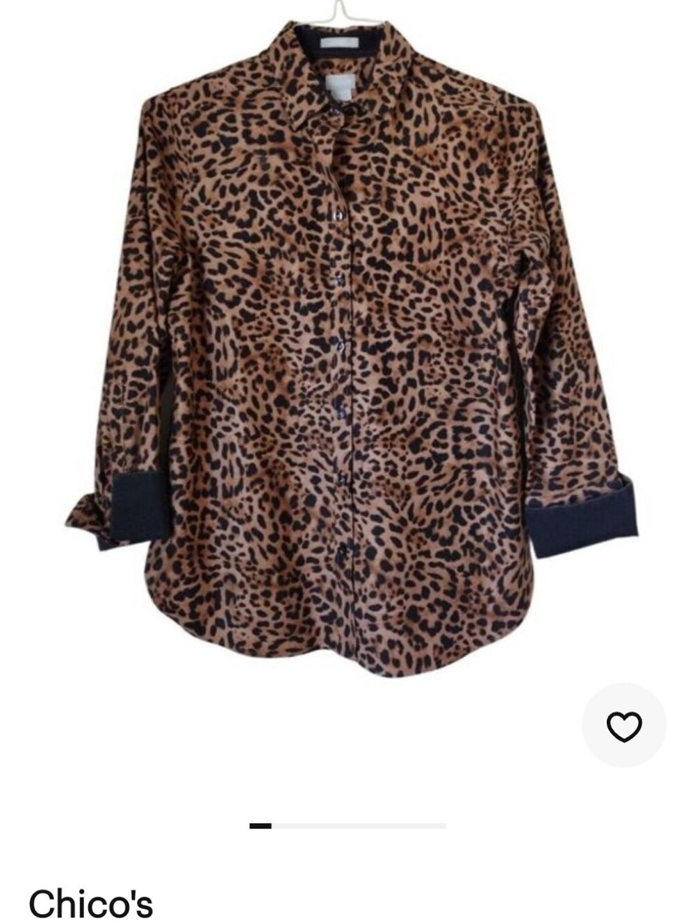 Chico's Brown and Black Leopard Print Button-Front Shirt